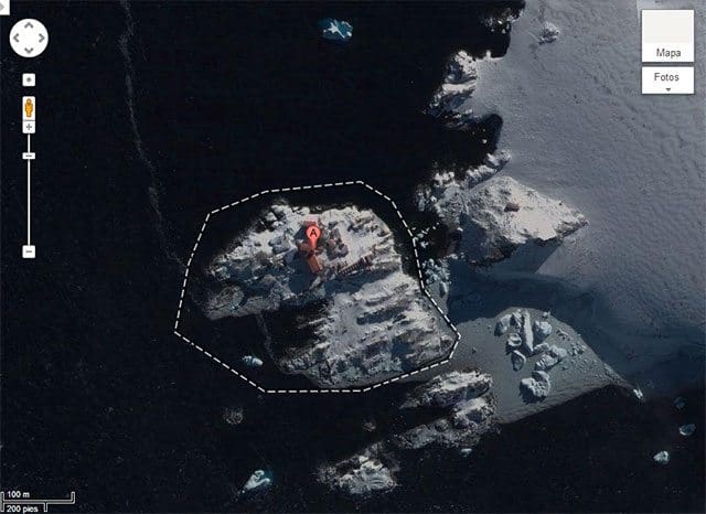 Imagen de Google Maps de la base Antártica Bernardo O’Higgins del Ejército de Chile.