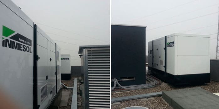 Inmesol reserve generator sets on the Infomaniak data centre rooftop.Inmesol reserve generator sets on the Infomaniak data centre rooftop.
