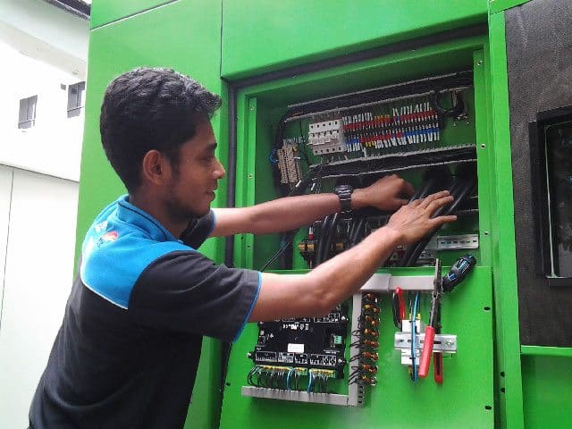 Installation of the generator set.