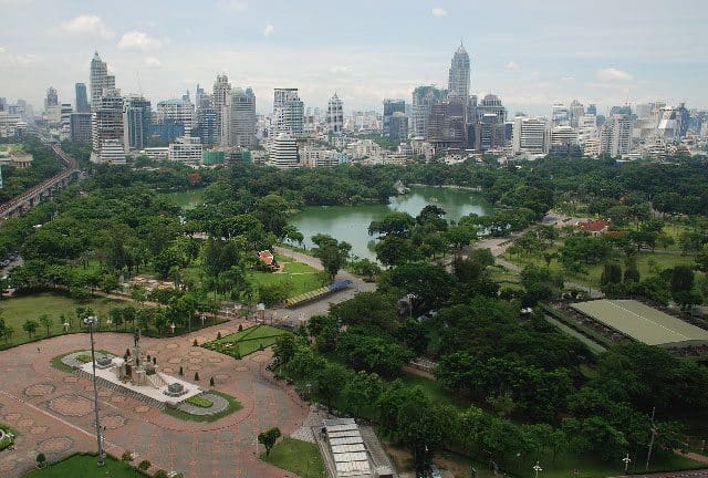 vista aérea del Parque Lumphini de Bangkok