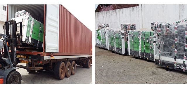 Déchargement de groupes électrogènes dans les installations de notre distributeur au GHANA