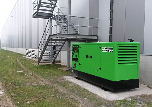 Genset installed outside of a pharmaceutical products distribution warehouse Genset installed outside of a pharmaceutical products distribution warehouse