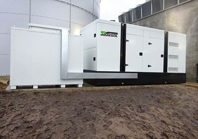 INMESOL IV700 generator set installed outside the milk products refrigerated logistics centre in Lower Saxony, Germany