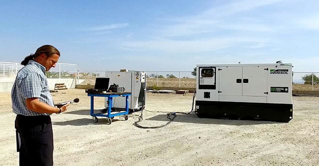 First Shipment of the New Rental Range Generator Model, IIRN-165 2 Sergio Frutos performing a noise emission testing on the IIRN-165 unit.