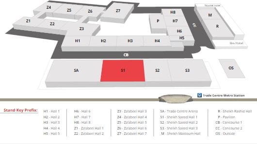 INMESOL consolide sa présence lors du MME (Middle East Electricity) 2 Emplacement du stand d'INMESOL au Dubaï World Trade Centre