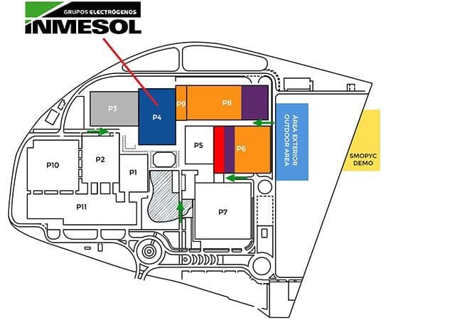Situación del stand de INMESOL dentro del recinto FERIA DE ZARAGOZA, en SMOPYC