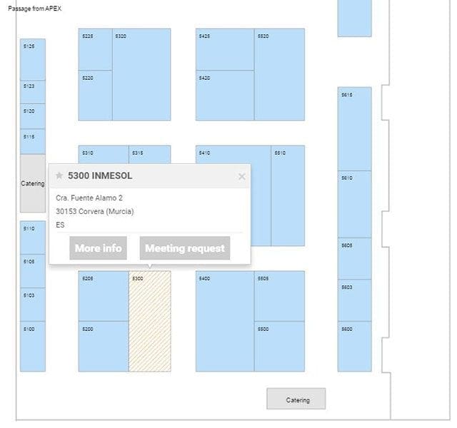 Situación del stand de INMESOL dentro del centro RAI de Ámsterdam, en IRE 2017