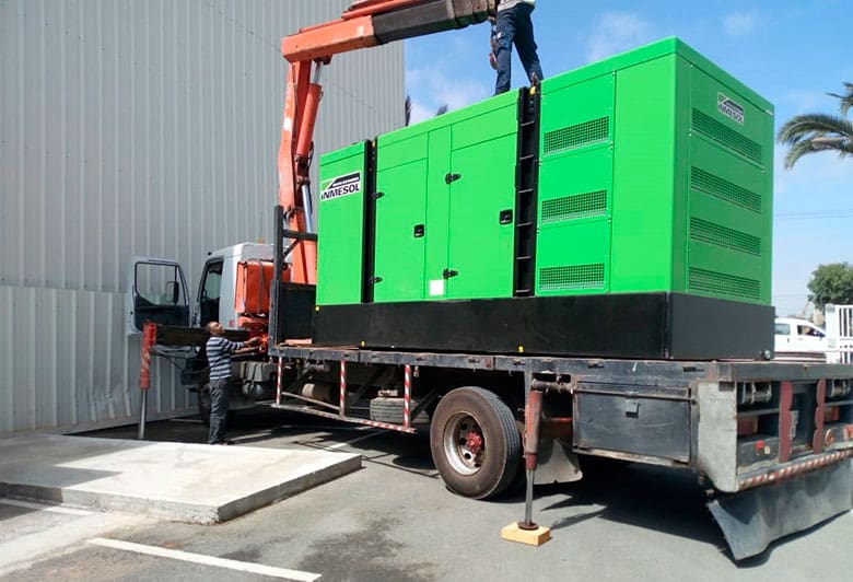INMESOL genset model IV ‐ 650 arriving at COOPER PHARMA's facilities, in Morocco